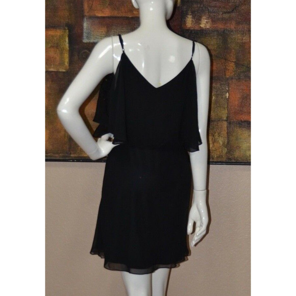 KAREN MILLEN Designer Black Party Cocktail Dress Sequin Frill Top Size 12 - Picture 7 of 9